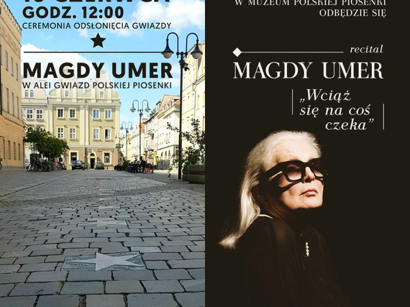 Plakat zapraszający na odsłonięcie gwiazdy w Opolskiej Alei Gwiazd i koncert Magdy Umer „Wciąż się na coś czeka”